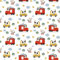 Keine Meterware, Stoffe zum Nähen für Kinder, 100% Baumwolle: 0,5m Baumwollstoff mit Tiere in Feuerwehr und Taxi - Pandabär Hund und Vogel auf weiß - Mädchen und Jungen Kinderstoff