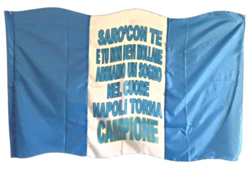 NARAMAKI Bandiera del Napoli 90x150con Passante per Asta - Ideale per Tifoseria di Calcio (Bandiera con Te)
