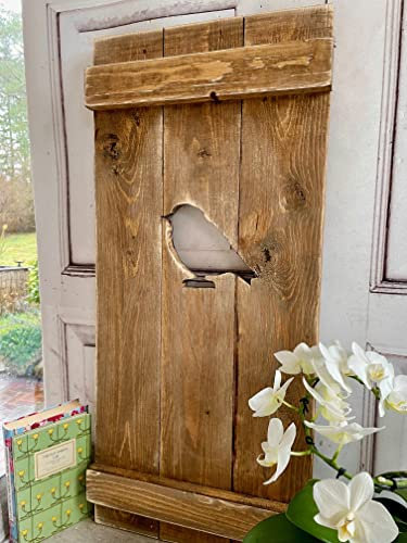 windschief-living Landhaus Fensterladen Vogel in nuss, Shabby Antique chic Handgefertigt