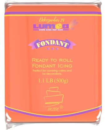 Dekozauber24 Premium Fondant, 500g, Rollfondant, in 17 Farben, weich und biegsam, essbar, Tortendeko Kuchen Deko (Orange)