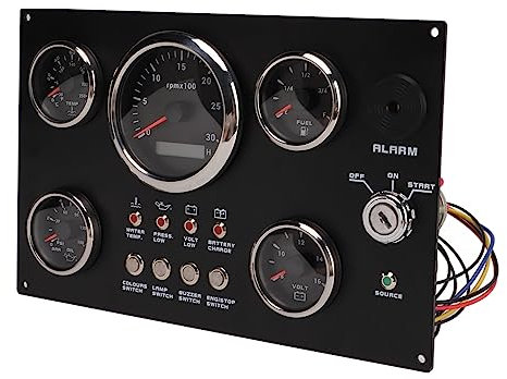 Boat Instrument Panel, Marine Gauge Cluster 5 Set 12V 7 Colors Oil Level Dash Water Temperature Pressure Voltage Display for