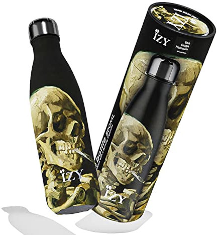 IZY Trinkflasche x Art Collection - Thermoskanne 500 ml - Wasserflasche für Erwachsene - Doppelwandige Thermoskanne für heiße und kalte Getränke (Kopf of Skelet)