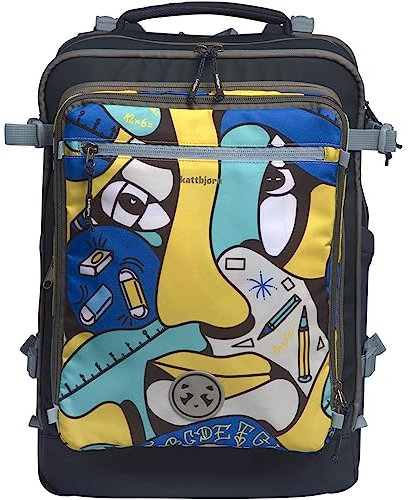 Kattbjoern ergonomischer Schulrucksack Jungen & Mädchen - Schul Rucksack mit Laptopfach - Schultasche mit Becken- und Brustgurt 5. Klasse Schulrucksack Teenager Mädchen Junge (Mind Gamer - Dunkelblau)