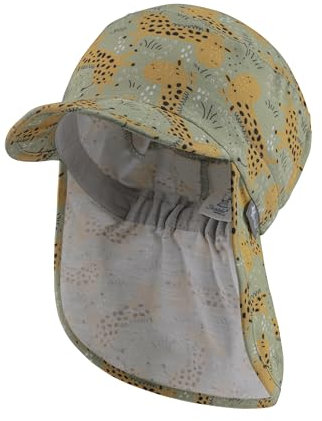 Sterntaler Schirmmütze mit Nackenschutz Giraffen - Unisex Schirmmütze Kinder mit Druckmuster - Sonnenkappe Kinder mit UV -Schutz 50+ aus Flammgarnjersey - blassgrün, 51