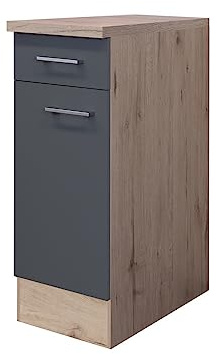 Küchenunterschrank - 30 cm breit - Basaltgrau Matt San Remo Eiche – Morena