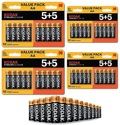 AA Batteries, KODA'K AA Batteries 40 Pack - With 10 Years Shelf Life - Long Lasting Alkaline Power Double A Battery Pack - 1.5V Mignon Lr06 Mn1500 Am3 Battery Pack