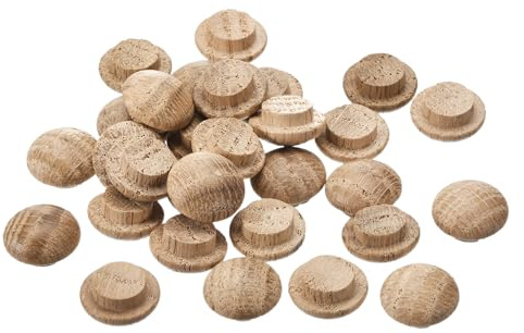 sourcing map Wood Plugs, 30Pcs 15 x 10 mm - Red Oak Wood Button Top Plugs, Screw Hole Covers, Decorative Wooden Cover for Stair Chair Craft Furniture Woodworking