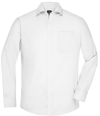 James & Nicholson Langarm Herrenhemd Micro-Twill - Hochwertiges Hemd aus Microtwill mit Non-Iron-Finish | Farbe: white | Grösse: XL