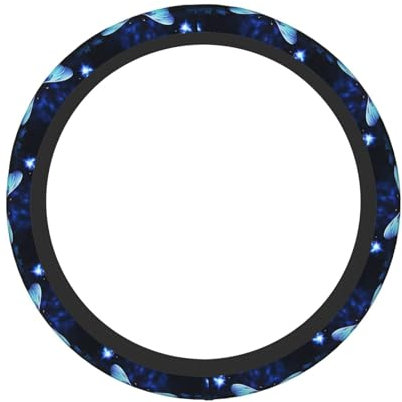 Blauer Schmetterling Druck Lenkradbezug rutschfeste Auto Lenkradbezüge Neopren Elastische Auto Lenkradschoner Abdeckung Universal 38CM für Autozubehör
