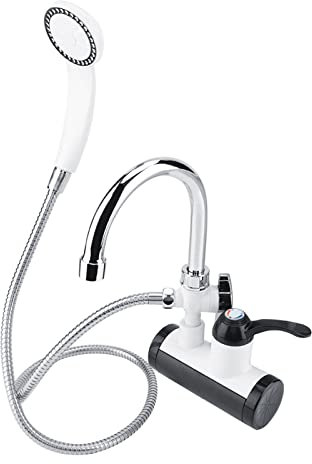 Erogatore Istantaneo di Acqua Calda Fredda Display della Temperatura Rubinetto Riscaldante Soffione Doccia EU (Ingresso laterale)