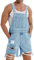 Runcati Salopette da uomo in denim, pantaloncini in cotone, bavaglino estivo, tuta in jeans, Blu, L