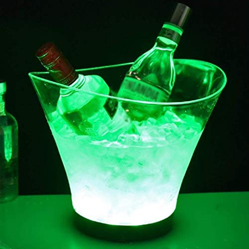 Cubo De Hielo De 6 litros Led Cubo De Hielo De Gran Capacidad, Enfriador De Vino De Led Impermeable Retro Champán, Vino, Bebidas Cerveza Cubo,Alimentación por 4 Pilas AAA,por Parte De Inicio De La Ba