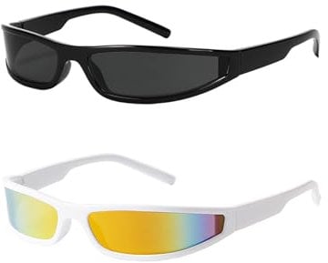 Wrap Around Sonnenbrille für Männer Frauen Vintage Gangster Stil Sonnenbrille Futuristische Brille