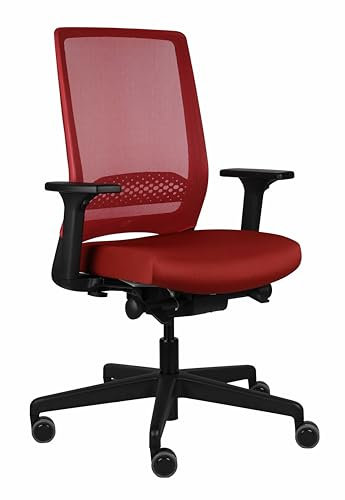 Viasit Kickster ergonomischer Bürodrehstuhl Schreibtischstuhl mit Armlehnen und Lumbalstütze für Homeoffice und Büro 5 Jahre Garantie (Rot)