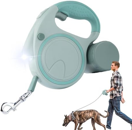 Meindin Automatisch einziehbares Haustierseil – langes Traktionsseil, Teleskop-Hundeleine mit LED-Licht, stabiles Hundeseil zum Joggen, , Spaziergänge im Freien