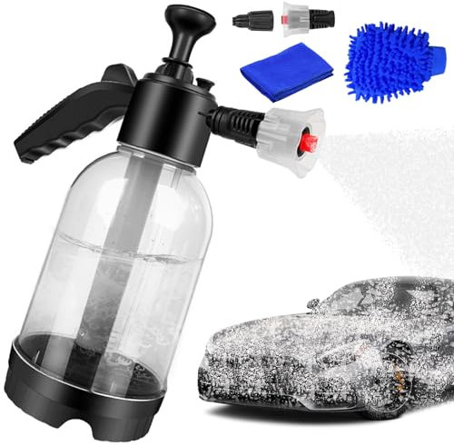 Car Foam Sprayer, 2L Hand Pressure Pump Spray Bottle Snow Foam Pump Sprayer Car Wash Foaming Pump Blaster for Car Cleaning Garden