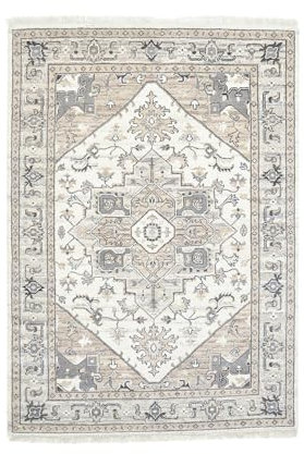 Theko Luxus Vintage Natur - Teppich aus 100% Schurwolle (Wollsiegel); handgeknüpft | 40 x 60 cm; Farbe: Natur | Florrfäden: ca. 104000 markenteppiche - Versian
