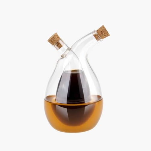 BYWXW Ölspender 2 in 1 Essig- und Ölflasche mit 2 Öffnungen und Korken, Glaskaraffe Glasbehälter zum Befüllen, Glasflasche mit Einsatz