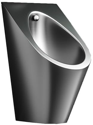 PFCDZDU Wall-Mounted Flushing Urinal, 304 Stainless Steel Men's Urinal Trough, Household/Commercial, Adult Urinal Toilet, Male Bathroom Public Toilet(Black,B)