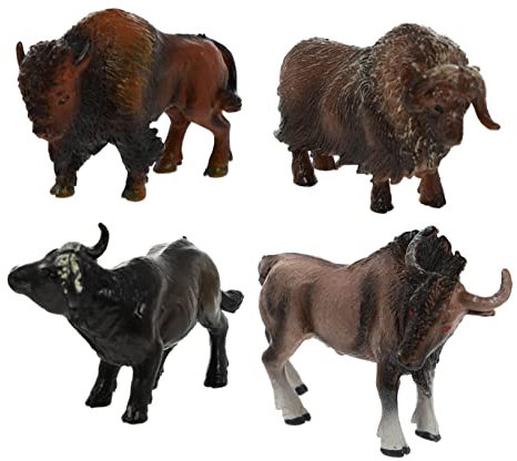 ORFOFE Robustes Büffelspielzeug Aus Kunststoff 4 Stück Kuhfiguren Kreatives Tierspielzeug Pädagogische Schreibtischdekoration Geburtstagsgeschenk Für Jungen Und Mädchen