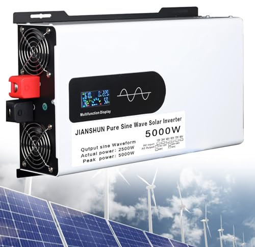 5000W Convertisseur De Tension Onduleur 12V 24V 48V 60V 72V à 220V 230V Convertisseur Pur Sinus Transformateur avec AC Sorties pour Petit Réfrigérateur De Bateau De Camion De RV,Four Micro Onde(48Vto2