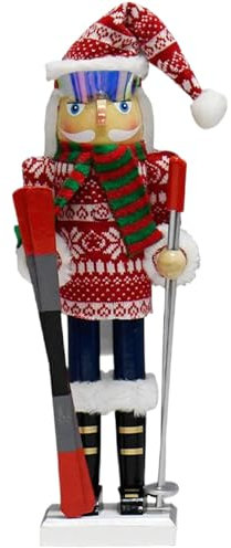 Hperu Nussknacker, Nussknacker Weihnachtsdekor, 15 '' Santa Nutcracker Ski Figur Festliche Weihnachts -Nussknacker -Dekorationen für Regale und Tische (Junge)