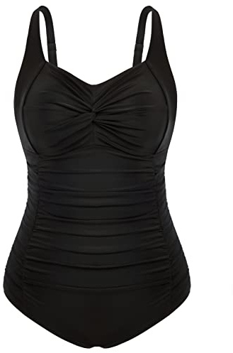 Hanna Nikole Badeanzug Damen Bauchweg Große Größen Einteiliger Bademode | Swimsuit Shape Badeanzüge Badebekleidung Ruched Monokinis Elegant Strandmode Verstellbarer Schwimmanzug