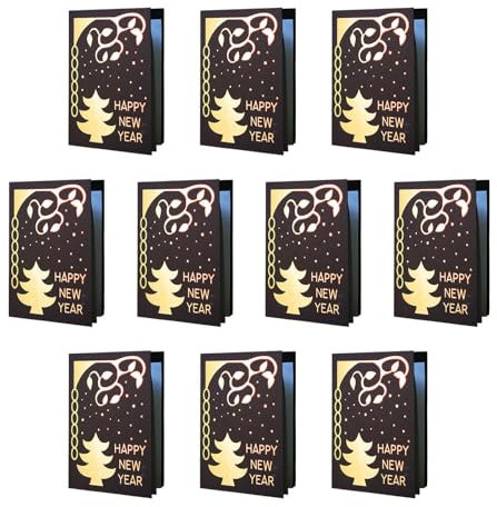 Weihnachtskarten mit Umschlägen, schwarze Grußkarten, Set mit 10 Stück, Frohe Weihnachten, verschiedene Weihnachtskarten für Feiertage