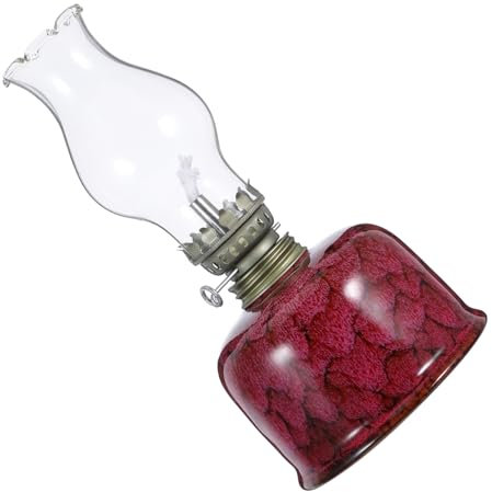 OSOLADY Petroleumlampe Mit Glaskamin Für Innenbereich Klassische Öllampe Mit Glaskaminhalter Für Vintage-Dekoration Im Wohnzimmer Oder Büro