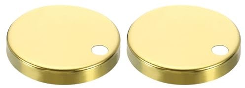 sourcing map 2Pcs Toilet Seat Hinge Cover, 60mm Stainless Steel Toilet Pan Top Fixing Decorative Covers, Toilet Seat Hinge Fixings Covers Toilet Hardware, Gold