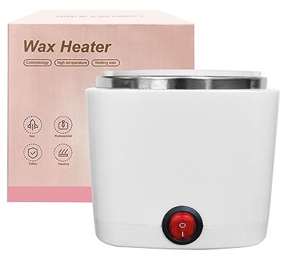 Mini calentador de cera depilatoria mujer, maquina cera caliente depilación profesional con recipiente de silicona de 200ml (CUADRADO, BLANCO)