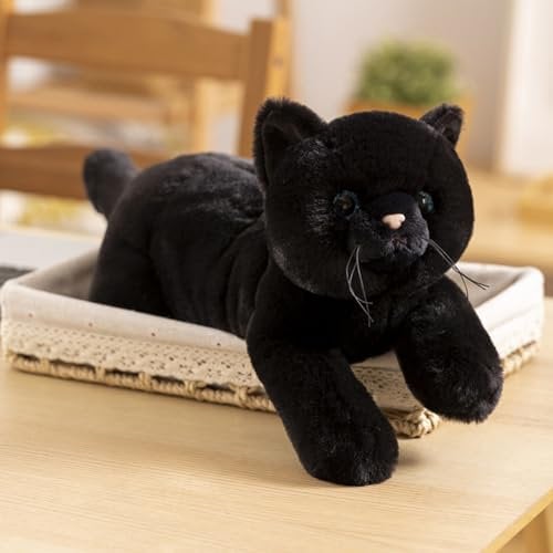champracer Realistic Plüsch Katze Plüschtier Simulation Kurzhaar Nette Katze Puppe Süßes Katze Spielzeug Geschenk für Kinder Jeglichen Alters (50cm,Schwarz)