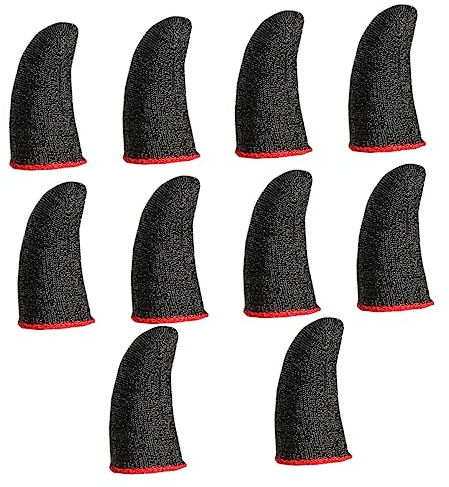 Holibanna Atmungsaktive Fingerschützer Dünn und Bequem 10 Stück aus Silberfaser Schwarz Flexible Fingerlinge mit Verbesserter Fingerstütze für Mobiles Gaming