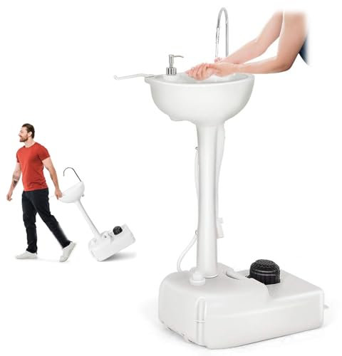 Naturalpowev Stazione lavamani Portatile, lavello da Campeggio con Ruote, portasciugamani e Dispenser di Sapone, per Eventi all'aperto, raduni, Giardino, Cantiere,Washbasinonly