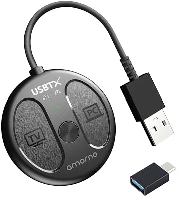 USB Bluetooth 5.4 Adapter for PC, Plug and Play, Wireless Audio Transmitter for Bluetooth Headphones & Earbuds to PS4/PS5/Switch Dock/PC/Laptop/TV, Supporting 2 Headphones Connecting