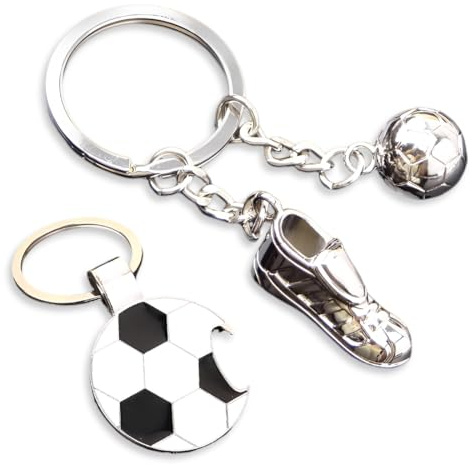 LuLiyLdJ 2 psc Porte clé foot Argent porte-clés de football Cadeau de motivation porte clés football souvenir fan,cadeau anniversaire