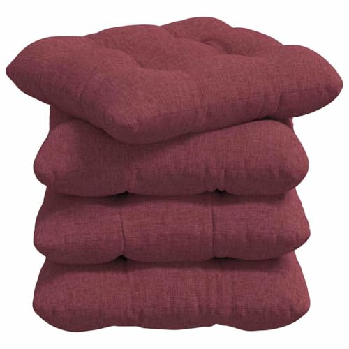 Mhdvray Sitzkissen 4er Set Weinrot 45x45x12 cm Stoff Modernes Design mit abnehmbarem Bezug für Sofa Gartenstuhl Balkon Living Room Corridor Bedroom