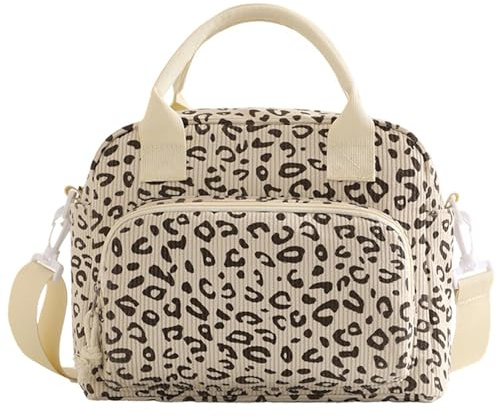 JANSBEN Kühltasche Klein 12L Lunchtasche Damen Isoliertasche aus Cord, Lebensmittelechtes PEVA-Futter, 5 Fächer Lunchbag mit Abnehmbarem Schultergurt für Büro Arbeit Picknick