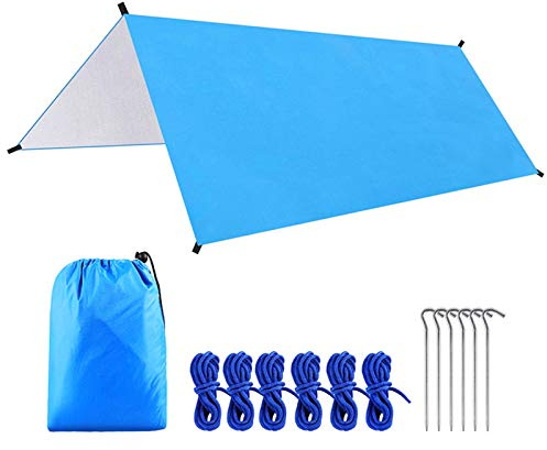 petjoyful Lona multifuncional impermeable de 9.8 * 9.8 pies para camping, hamaca, parasol, tienda de campaña, refugio contra la lluvia, toldo ligero para exteriores para camping,