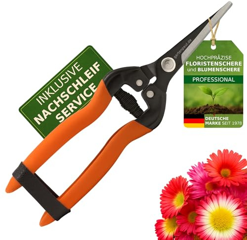 GARTENPAUL Floristenschere Blumenschere, inkl. Nachschleifservice, für Pflanzen & Draht, Rebschere Winzerschere Gärtner Winzer Schnittblumen Pflanzenschere, Weinreben Reben Schere Garten Blumen