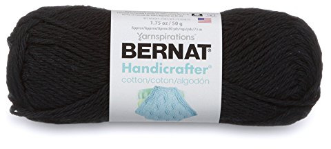 Bernat Handicrafter Cotton Yarn, Solid, 1.7 Ounce, Black Licorice, Single Ball