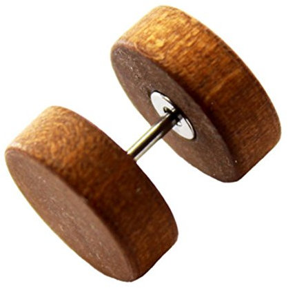 eeddoo Ohrstecker Fake-Plug Braun Ahorn-Holz 12 mm