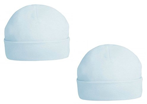 Soft Touch Einfarbige, superweiche Baumwollmütze, Blaue Mütze, Doppelpack, NB, 0–3 Monate, 50