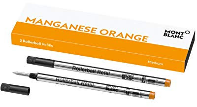 Montblanc Tintenroller Minen Manganese Orange 115978 – Orange Ersatzmine für Montblanc Roller Ball und Fineliner Größe M – 2 x Montblanc Refill Rollerball M