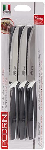 Pedrini Master Coltelli da Bistecca, Metal, Nero, Unica, 6 unità