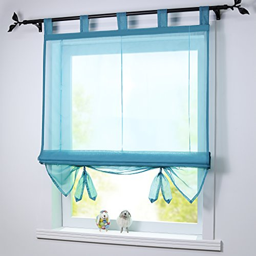 Joyswahl Raffrollo Voile Schlaufenrollo Sarah Moderne Gardine Transparente Raffgardinen BxH 80x155cm Blau 1er Pack