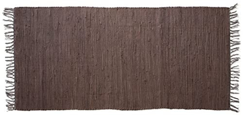 Mr. Ghorbani Handgewebter Kelim Fleckerl Uni Farben 100% Baumwolle 2000 g/qm, Farbe:Braun, Größe Teppiche:170 x 120 cm