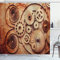 ABAKUHAUS Uhr Duschvorhang, Mechanische Uhren Gears, Stoffliches Gewebe Badezimmerdekorationsset mit Haken, 175 x 200 cm, Dark Orange Beige
