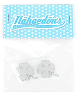 Nähgedöns.de Glücksklee | Reflektierendes Bügelbild 2er-Set | Reflektor | Reflektorfolie zum Aufbügeln | 2,5 cm Silber