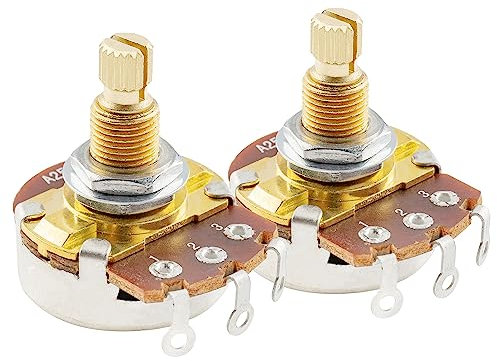 Musiclily Pro Messinggewinde Full Metrische Größe Split Shaft Control Poti A25K Audio Taper Potentiometers für Gitarre (2er Set)